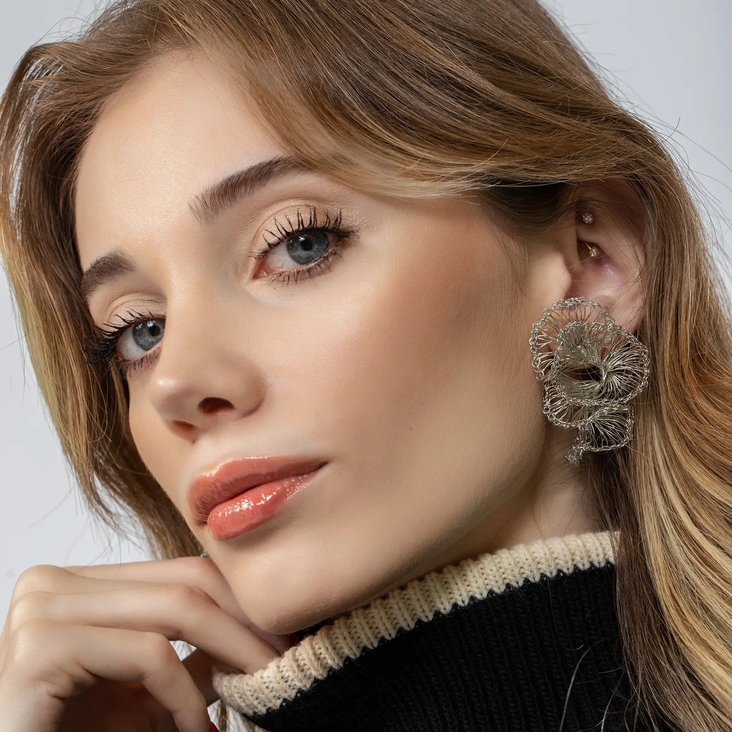 Silver Crochet Earrings
