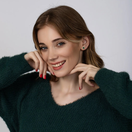 Load image into Gallery viewer, Emerald Stud Earrings
