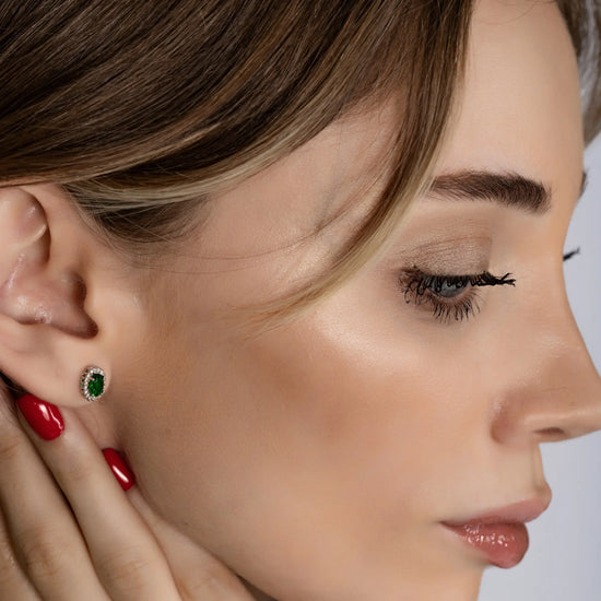 Load image into Gallery viewer, Emerald Stud Earrings
