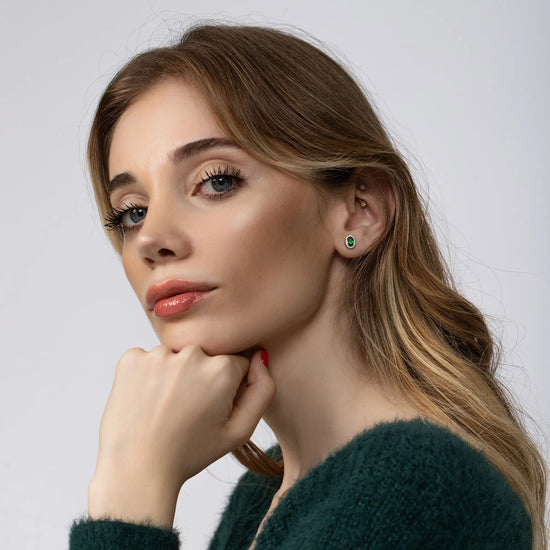 Load image into Gallery viewer, Emerald Stud Earrings
