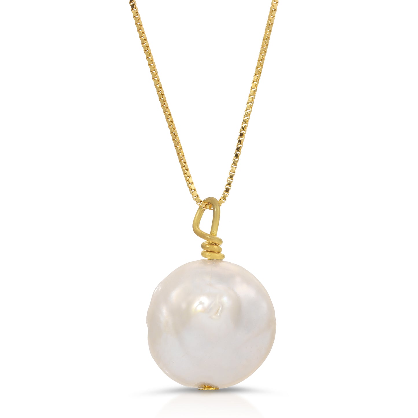 Box Chain Pearl Pendant Necklace