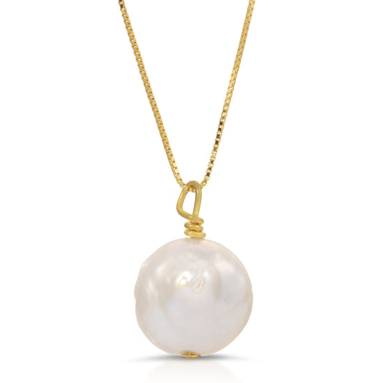 Box Chain Pearl Pendant Necklace