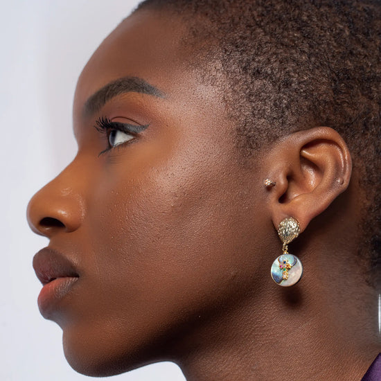 Load image into Gallery viewer, dangle-cross-earrings_colorful-pearl
